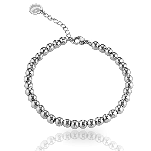 inSCINTILLE Kugel Armband Herren aus Edelstahl, Verstellbare Länge 18-21cm mit Geschenkbox (Kugeldurchmesser: 0,70 cm, Silber) von inSCINTILLE