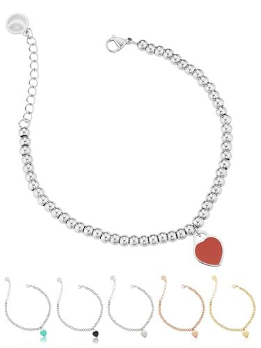 inSCINTILLE Kugeln Armband Herz Damen Edelstahl Verstellbare Länge und Geschenkbox von inSCINTILLE