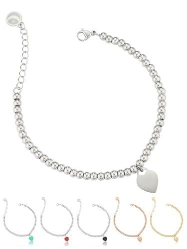 inSCINTILLE Kugeln Armband Herz Damen Edelstahl Verstellbare Länge und Geschenkbox von inSCINTILLE