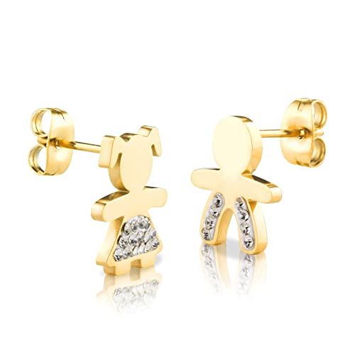 inSCINTILLE Ohrringe Damen Edelstahl mit Baby, 100% Made in Italy (Kinder Gelbes Gold) von inSCINTILLE