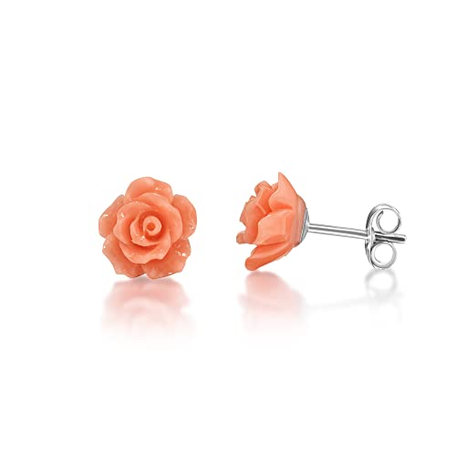 inSCINTILLE Rosa Blumen Ohrringe Damen Silber 925 und Perlmutt (Rosa) (Rose) von inSCINTILLE