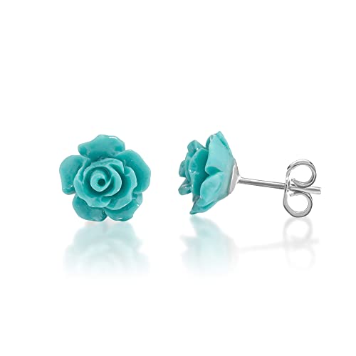 inSCINTILLE Rosa Blumen Ohrringe Damen Silber 925 und Perlmutt (Rosa) (Türkis) von inSCINTILLE