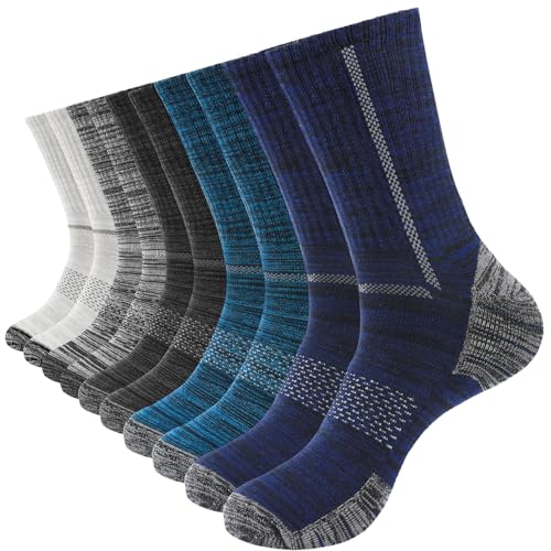 inaWarm 5 Paar Arbeitssocken Herren 43-46, Wandersocken Dicke Baumwolle mit Frotteesohle, Atmungsaktiv Thermosocken Sportsocken Herren für Laufend, Outdoor, Wandern, Reisen von inaWarm