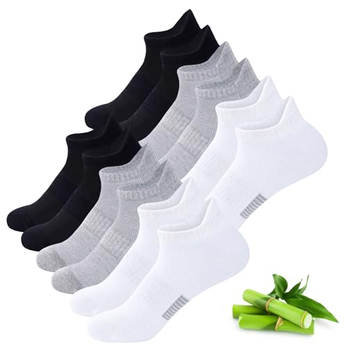 inaWarm Bambus Sneaker Socken Damen 39-42 35-38, 6 Paar Atmungsaktive Sportsocken, Kurze Laufsocken Damen Geschenk mit Geschenkbox 39-42 2x Schwarz | 2x Weiß | 2x Grau von inaWarm