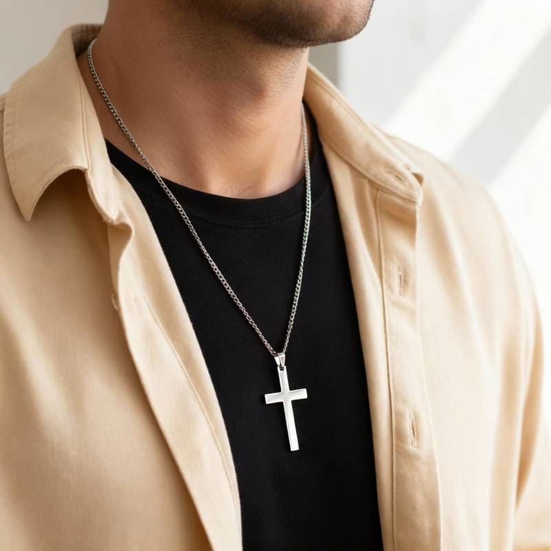 Herren Kreuzkette Mit Gravur in Gold, Silber & Schwarz | Männer Kette Kreuz Anhänger Personalisiert Personalisierte Weihnachtsgeschenke von inaklam