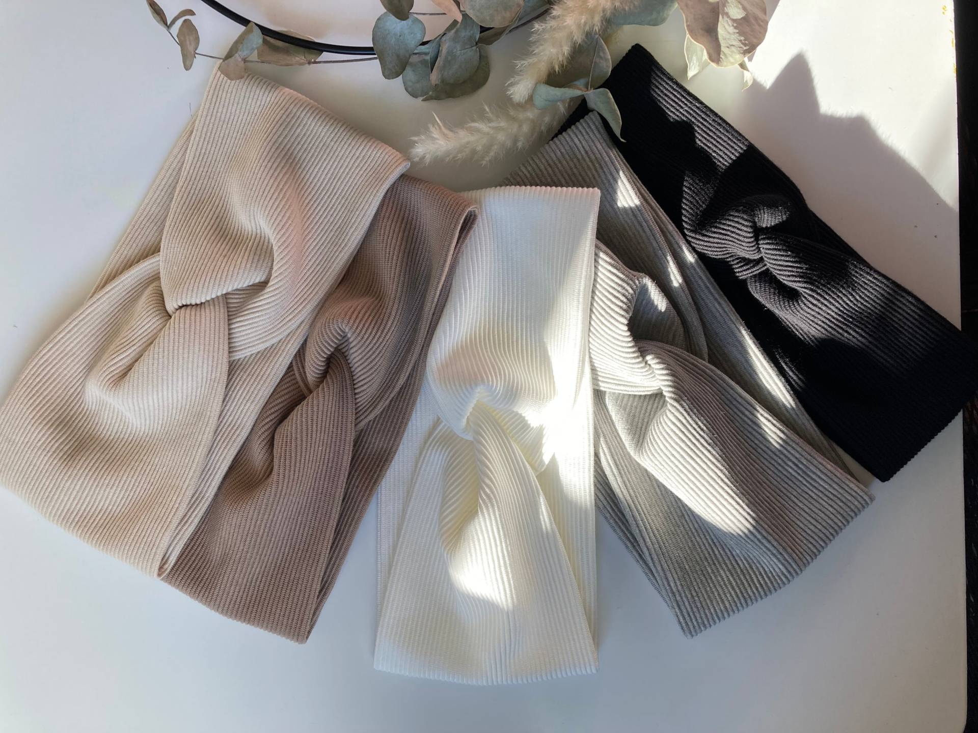 Warme Gerippte Stirnbänder/Baumwolle Stirnband Haarbänder Knotenhaarband Haar-Accessoires Natur Töne Einfarbiges Warme Gerippte Stirnbänder/Baumwolle Stirnband Haarbänder Knotenhaarband Haar-Accessoires Natur Töne Einfarbiges von inasFadenzauber