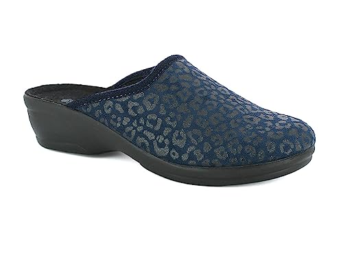 inblu Damen, Tierdruck, Winterschuhe aus weichem Stoff, leicht und flexibel, 35/41 Hausschuh, blau, 40 EU von inblu