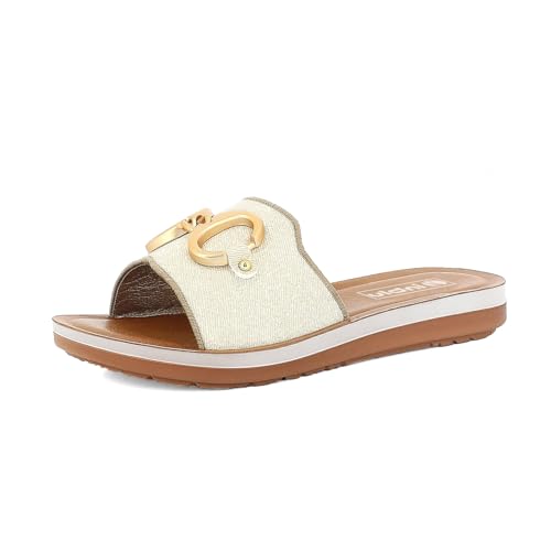 inblu Damen Ciabatte Donna Con Bordo Cucito A Vista E Morsetto Dorato Hausschuh, EIS, 36 EU von inblu