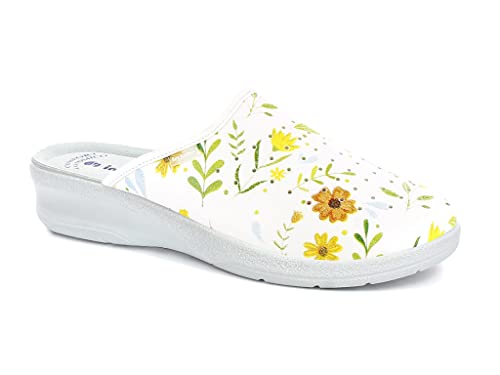 inblu Damen Colorati zoccoli floreali Clogs, Bianco, 39 EU von inblu