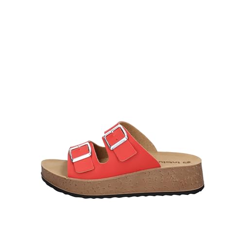 inblu Damen Doppelte Hausschuhe mit Schnalle Schiebe-Sandalen, rot, 40 EU von inblu