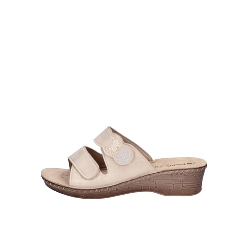 inblu Damen Doppelte Hausschuhe mit verstellbarem Riemen Schiebe-Sandalen, Sand, 39 EU von inblu