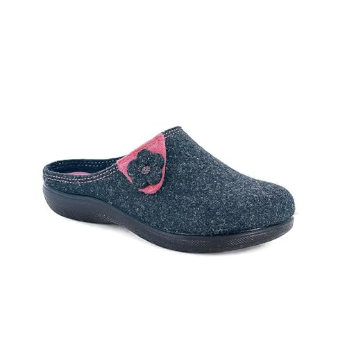 inblu Damen Ecofriends Filz mit Blume, Sohle aus wiedergewonnenen Materialien, 35/41 Hausschuh, Avio, 40 EU von inblu