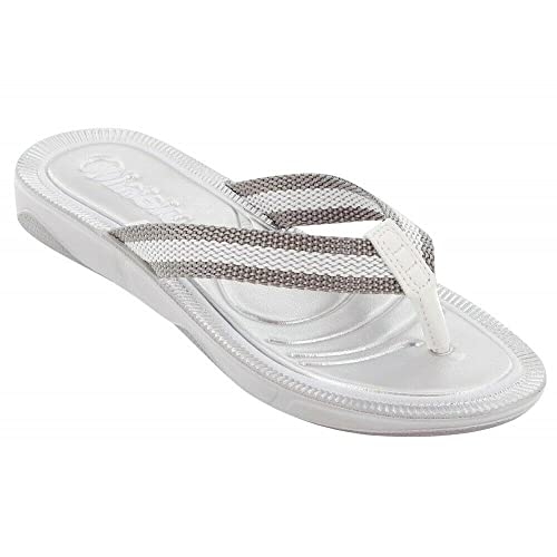 inblu Damen-Flip-Flops DD-08 Silber, Silber - silber / schwarz - Größe: 38 EU von inblu