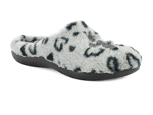 inblu Damen Leopardenmuster mit Pfote, Winterschuhe mit gepolsterter Innensohle, 35/41 Hausschuh, grau, 37 EU von inblu