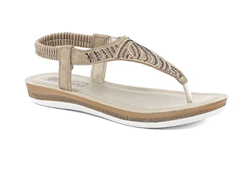 inblu Damen-Sandalen, Flip-Flops mit Strass und Gummizug Flipflop, Sand, 38 EU von inblu