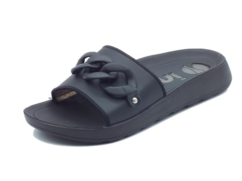 inblu Damen Ciabatte Mare Donna Bianche Con Fascia E Maxi Catena Cangiante Colorate, 35/41 Schiebe-Sandalen, Schwarz, 39 EU von inblu