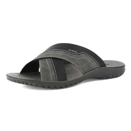 inblu Herren Ciabatte Uomo A Doppia Fascia Incrociata Bicolore, Plantare In Ecopelle Imbottito Hausschuh, Schwarz, 43 EU von inblu