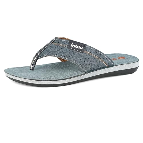 inblu Herren Flip-Flops aus Stoff Hausschuh, blau, 42 EU von inblu
