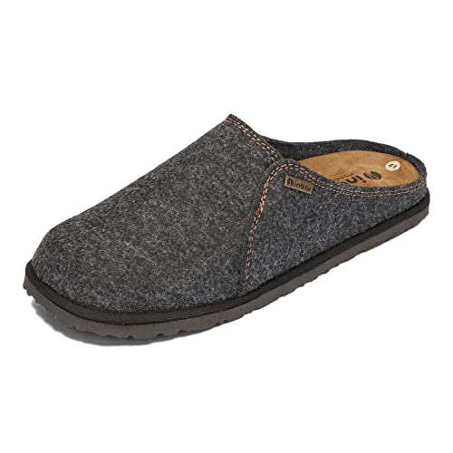 inblu Herren Hausschuhe aus Ökofilz mit Weiches Innenfutter Herausnehmbare Einlegesohle aus Naturleder 40-45 EU (Grau, eu_footwear_size_system, adult, men, numeric, medium, numeric_41) von inblu