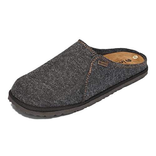 inblu Herren Hausschuhe aus Ökofilz mit Weiches Innenfutter Herausnehmbare Einlegesohle aus Naturleder 40-45 EU (Grau, eu_footwear_size_system, adult, men, numeric, medium, numeric_43) von inblu