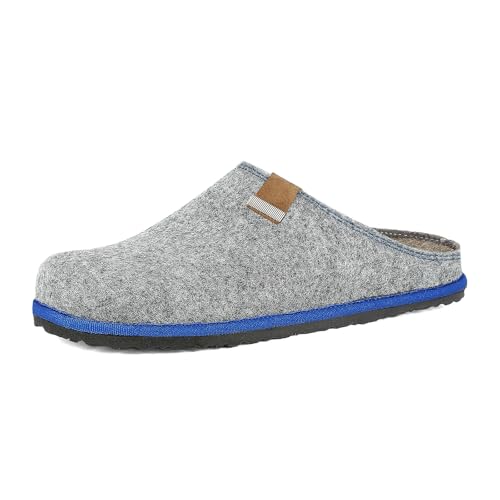 inblu Herren Pantofole Uomo Ecofriends Con Suola Colorata E Sottopiede Antishock Estraibile In Pelle Hausschuh, Silber/schwarz, 44 EU von inblu