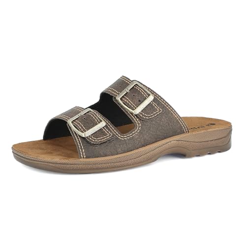 inblu Herren doppeltem Band mit verstellbaren Schnallen, Sichtnaht und Lederfußbett, von 40 bis 45 Schiebe-Sandalen, braun, 42 EU von inblu