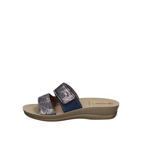 inblu VR-60 Pantoletten Damen mit Klettverschluss - Pantoletten Damen Sommer - Bio-Leder - Sandalen Vorne Geschlossen Damen - Outdoor Sandalen Damen - Marineblau - 37 von inblu