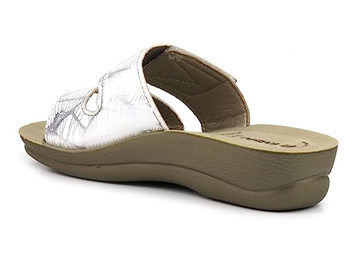 inblu VR-60 Pantoletten Damen mit Klettverschluss - Pantoletten Damen Sommer - Bio-Leder - Sandalen Vorne Geschlossen Damen - Outdoor Sandalen Damen - Weiß - 38 von inblu