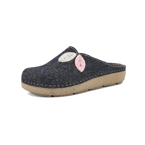 inlbu Ecofriends Damen-Clogs mit Blättern, Sohle und Obermaterial aus recyceltem Material, 35/41 Holzschuh, Silber/schwarz, 38 EU von inblu