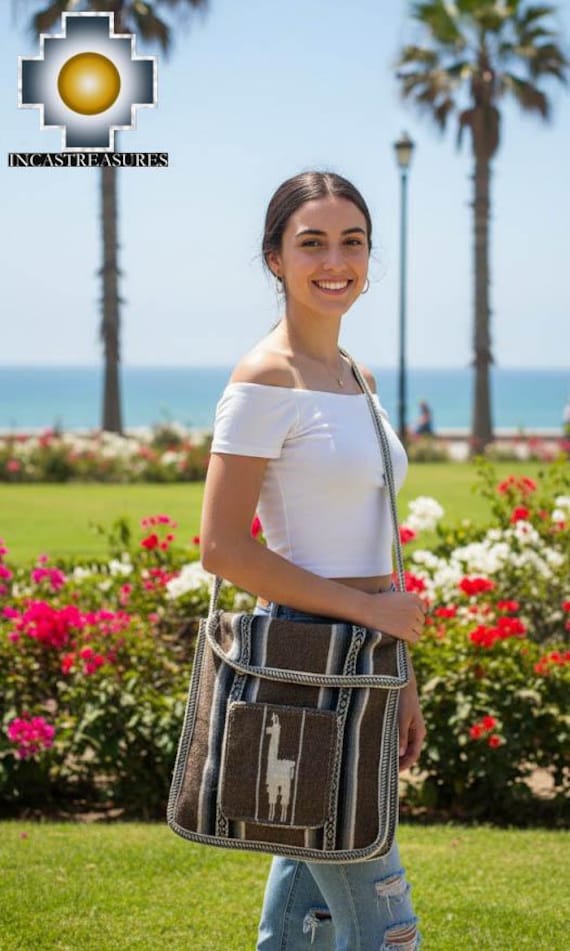 Alpaka Handtasche Messenger Schokobraun von incastreasures