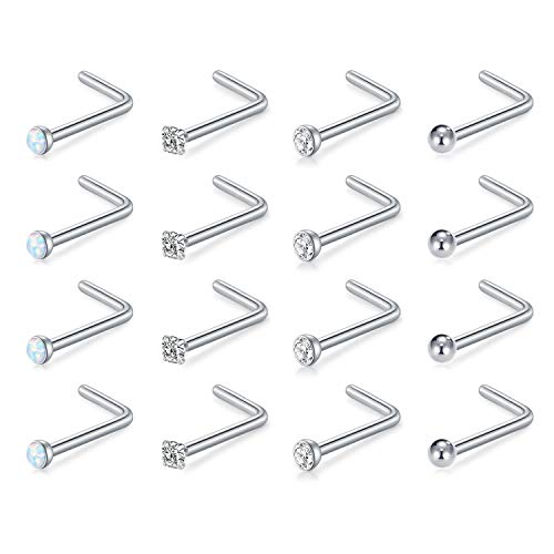 Incaton Nasenpiercing 1.0mm Nasenstecker 18G L Nasenringe Edelstahl Piercing Nase Nasenpiercing Stecker Piercing Schmuck für Damen Herren 1.5/2/2.5/3 mm Silber von Incaton