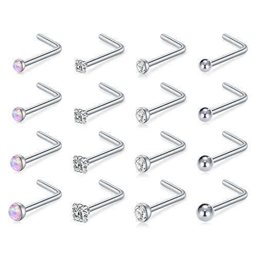 incaton Nasenpiercing 1.0mm Nasenstecker 18G L Nasenringe Edelstahl Piercing Nase Nasenpiercing Stecker Piercing Schmuck für Damen Herren 1.5/2/2.5/3 mm Silber von Incaton