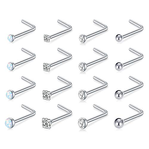 Incaton Nasenpiercing 1.0mm Nasenstecker 18G L Nasenringe Edelstahl Piercing Nase Nasenpiercing Stecker Piercing Schmuck für Damen Herren 1.5/2/2.5/3 mm Silber von Incaton