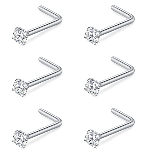 Incaton Nasenpiercing 1.0mm 0.8mm Nasenstecker 18G 20G L Nasenringe Edelstahl Piercing Nase Nasenpiercing Stecker Piercing Schmuck für Damen Herren 1.5/2/2.5/3 mm Silber Roségold Gold von Incaton