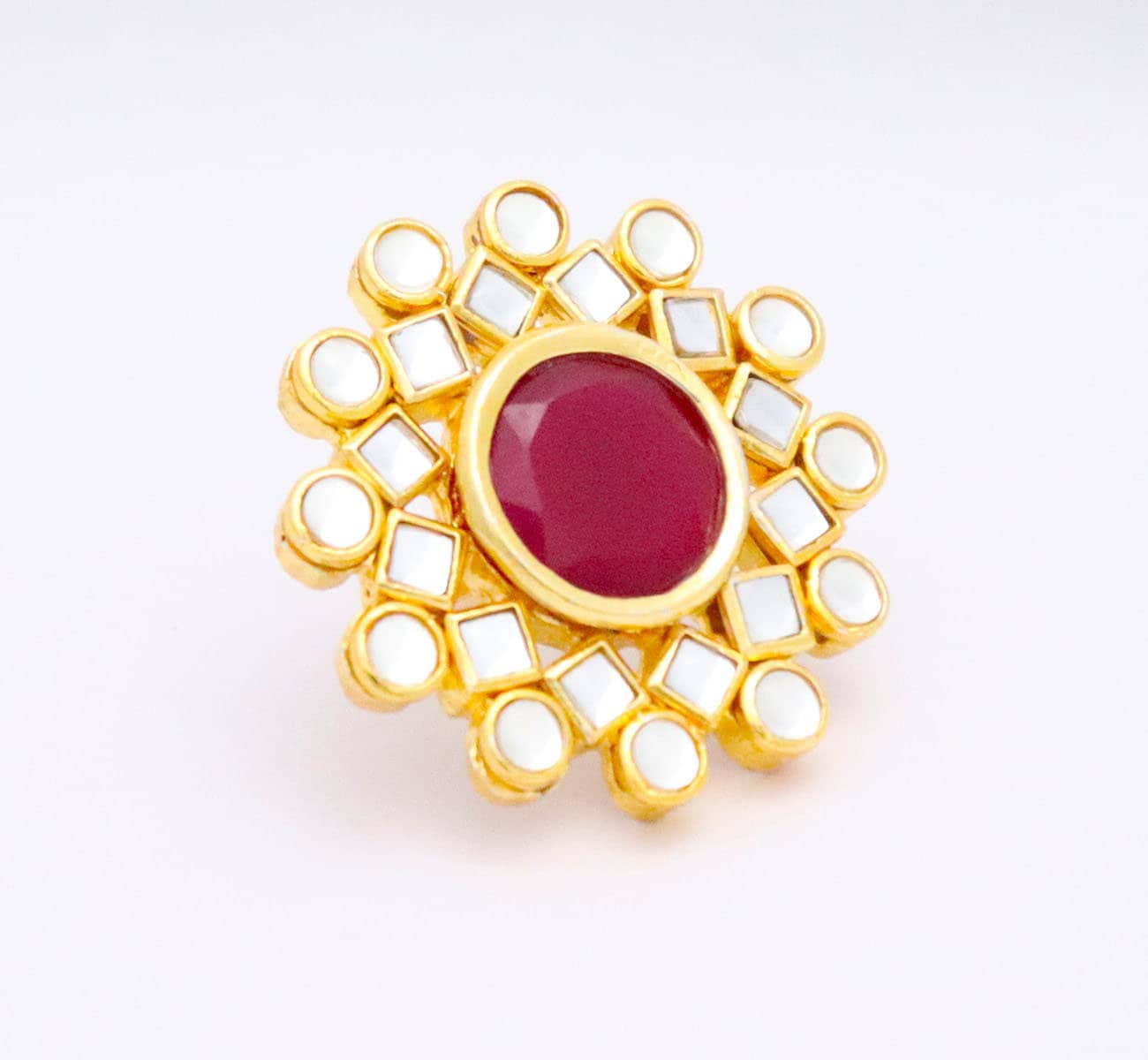 Vergoldeter Rubin Ring Emaille Meenakari Kundan Brautschmuck Vergoldeter Rubin Ring Emaille Meenakari Kundan Brautschmuck von indiankundanjewelry