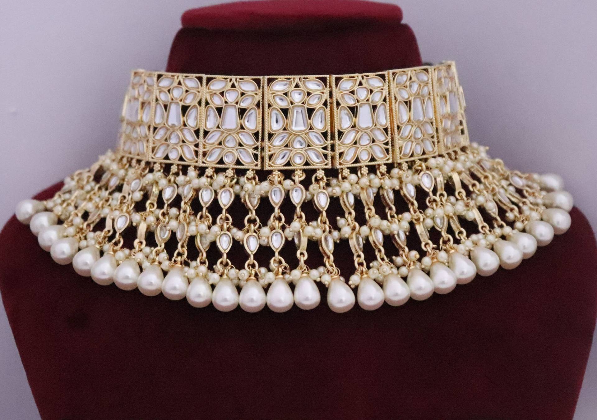 Vergoldetes Kundan Brautschmuck Set Perlenkette Ohrringe Vergoldetes Kundan Brautschmuck Set Perlenkette Ohrringe von indiankundanjewelry