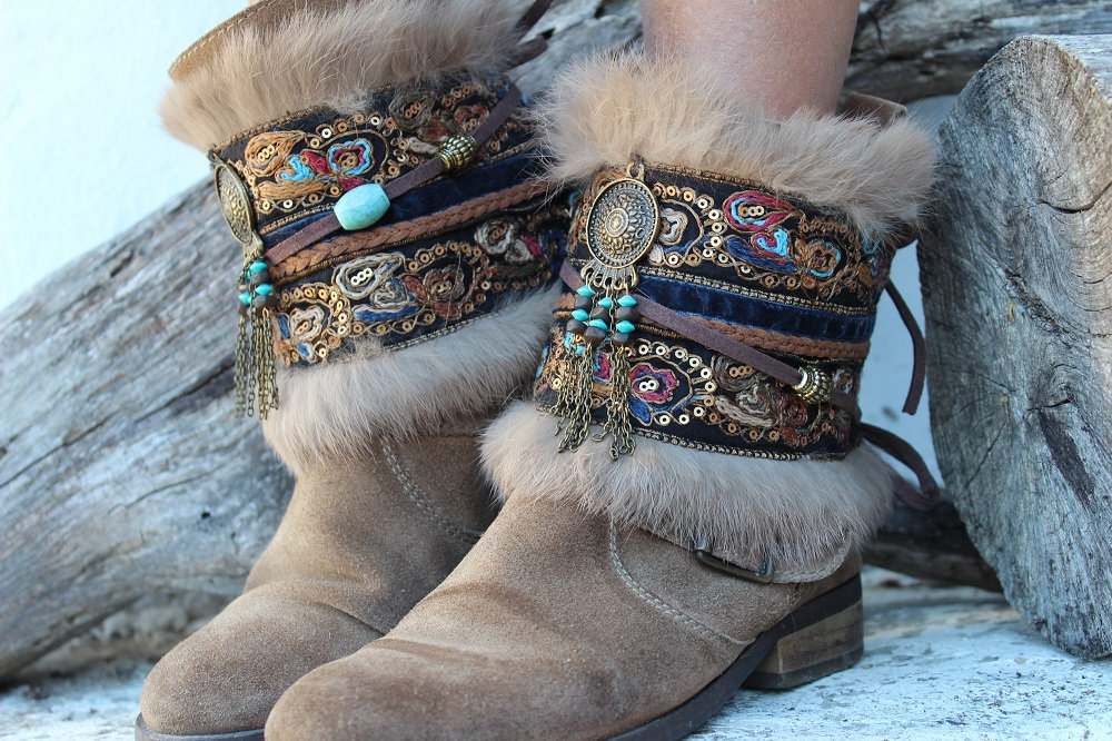 Cubrebotas Traumfänger Boho | Puños Turquesa Vaqueros Bordados Estilo Western Pulsera Tobillo Cubrebotas Traumfänger Boho | Puños Turquesa Vaqueros Bordados Estilo Western Pulsera Tobillo von indiemaison