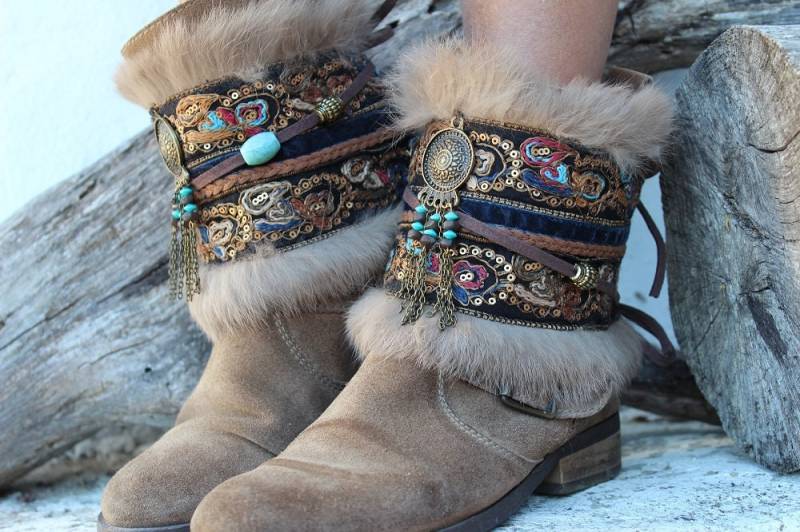 Cubrebotas Traumfänger Boho | Puños Turquesa Vaqueros Bordados Estilo Western Pulsera Tobillo Cubrebotas Traumfänger Boho | Puños Turquesa Vaqueros Bordados Estilo Western Pulsera Tobillo von indiemaison
