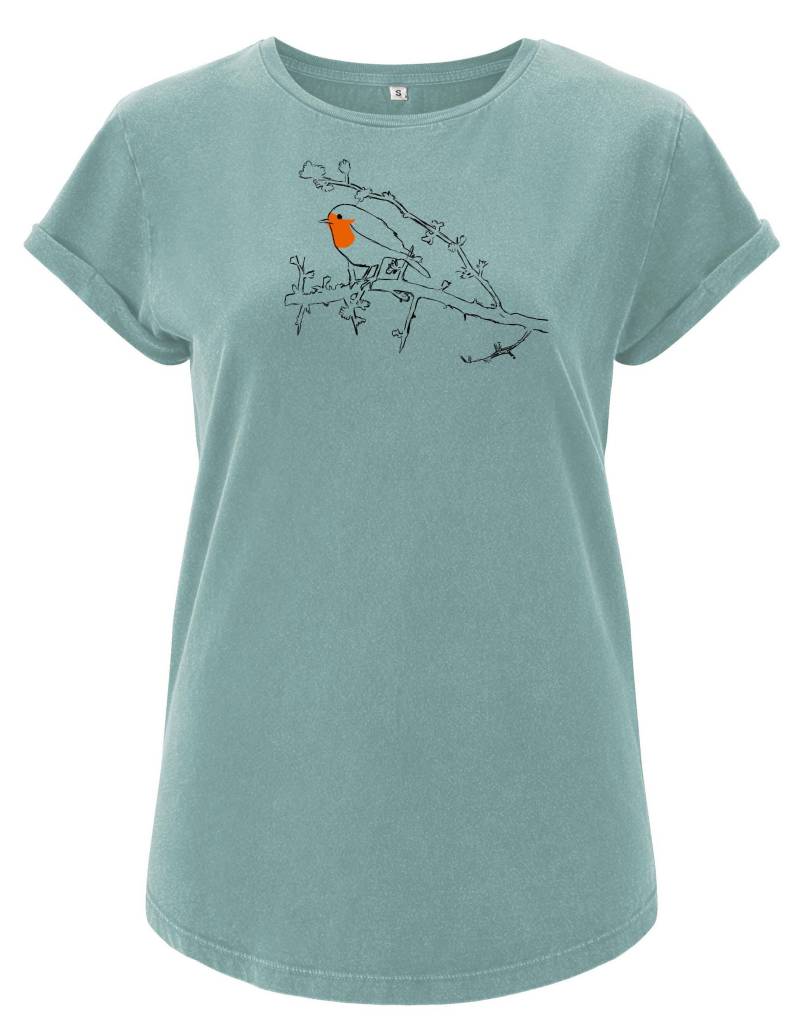T-Shirt Mit Rotkelchen Motiv T-Shirt Mit Rotkelchen Motiv von indiesemsinne