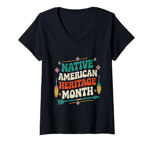 Damen National Indians Heritage Month Indigenous T-Shirt mit V-Ausschnitt Damen National Indians Heritage Month Indigenous T-Shirt mit V-Ausschnitt von indigenous Native Americans Heritage month