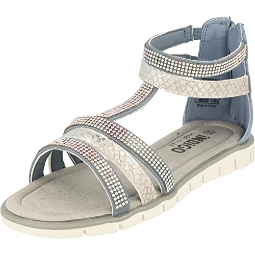 Indigo Mädchen Schuhe 482-380 Römersandalen mit Glitzersteinen Sommer Blue (numeric_32) von Indigo