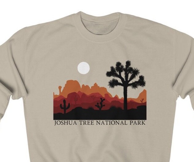 Joshua Tree Nationalpark Unisex Crewneck Sweatshirt Reisen Wandern Nps Kaktus Landschaft Pullover Urlaub Geschenk Sammlerstück Oversize von indigohourapparel