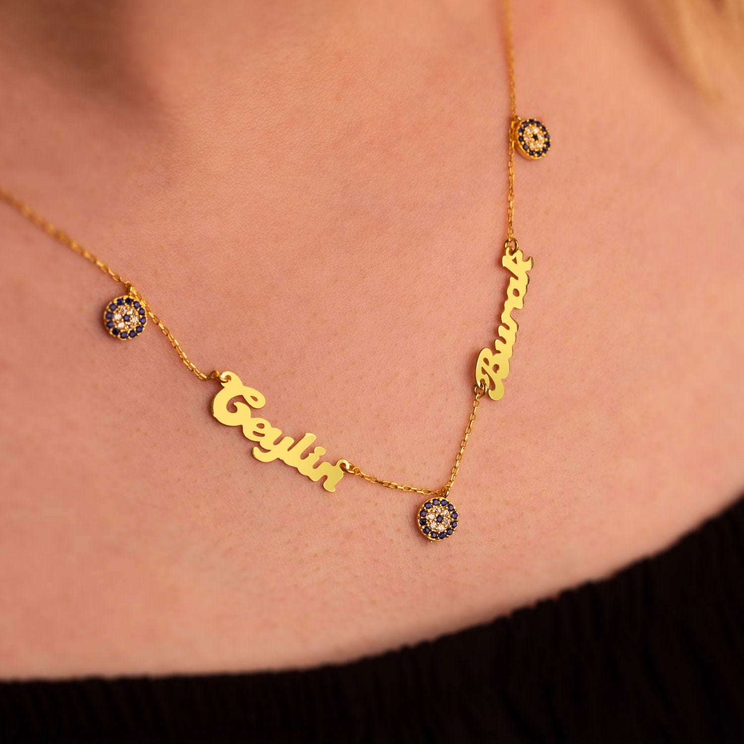 925 Sterling Silber, Evil Eye Personalisierte Halskette, Frauen Valentinstag Geschenk, Halskette von indigotaki
