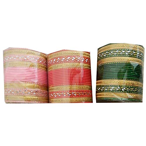 Bollywood-Armbänder, 72 Armbänder, Set mit zwölf Stück, sechs, Durchmesser 6,5 cm, Metall von indischerbasar.de