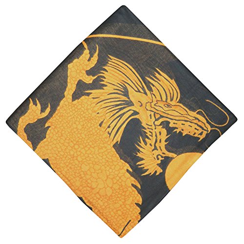 Halstuch Dragon Yin Yang schwarz orange Baumwolle 100 x 100 cm bedruckt Bandana Kopftuch Schultertuch von indischerbasar.de