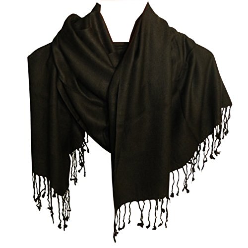 Schal Pashmina Style schwarz 190x52cm Viskose Accessoire Damen Bekleidung von indischerbasar.de