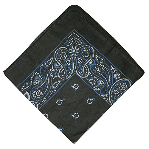 indischerbasar.de Bandana Nickituch Kopftuch schwarz mit blau-weißem Paisley-Muster Baumwolle 50x50 cm Accessoire von indischerbasar.de