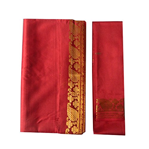indischerbasar.de Brokat Sari bordeaux Goldbrokat traditionelle Bekleidung Indien Tracht Bindi Wickelkleid Polyester von indischerbasar.de