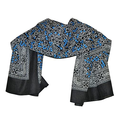 indischerbasar.de Halstuch Paisley Blumen schwarz Baumwolle 100 x 100 cm bedruckt Bandana Kopftuch Schultertuch von indischerbasar.de