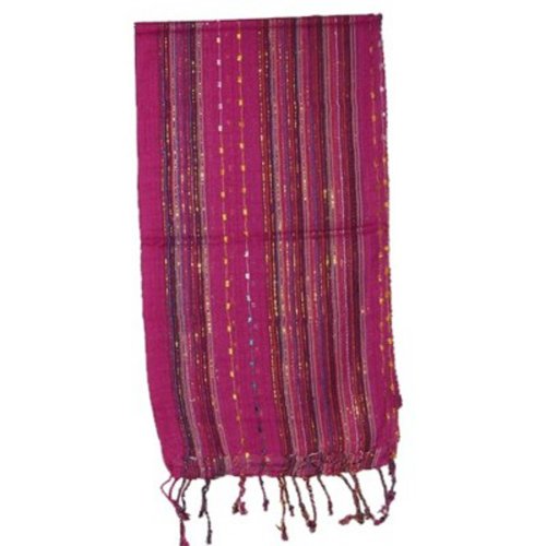 Lurex Schal pink bunt gestreift schmal 170x28cm mit Fransen Viskose Accessoire von IB